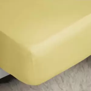 Image of Belledorm 200 Thread Count Cotton Percale Deep Fitted Sheet (Double) (Lemon)