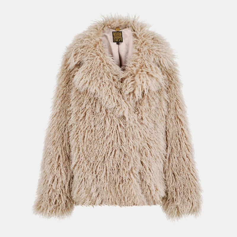 Image of Biba Womens Doodle Fur Oversized Teddy Coat Blonde female 8 (XS)