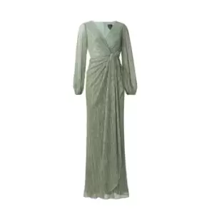 Adrianna Papell Metallic Mesh Draped Gown - Green