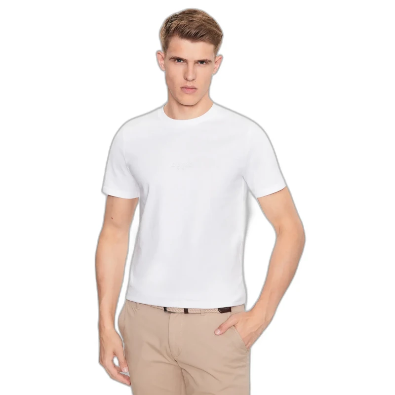 Image of Guess White Front Logo T-Shirt White Male S 219968UK