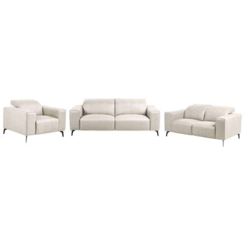 Image of Beliani Living Room Set 6 Seater Ommel Faux Leather Light Beige