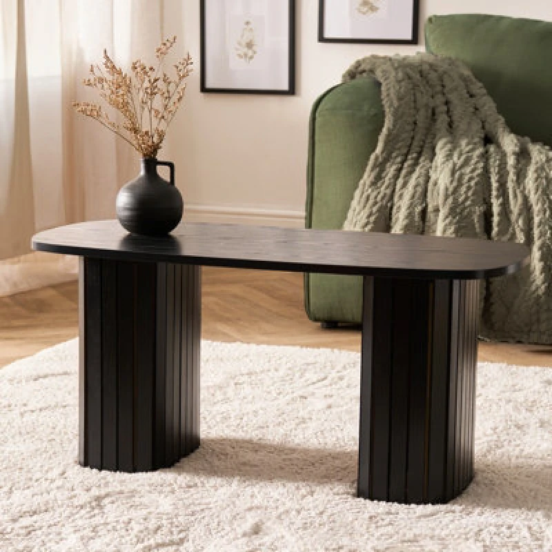 Image of OHS OHS Coffee Table Long Ribbed Living Room Office End Table Bedroom in Light Grey Light Grey One Size Unisex 5027434229741