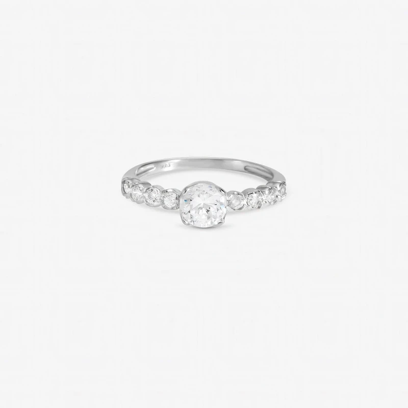 Image of Inicio Silver Cushion Engagement Ring - Gift Pouch Silver female XL