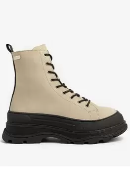 Image of Barbour International Napier Lace Up Chunky Leather Boot - Cream, Size 4, Women