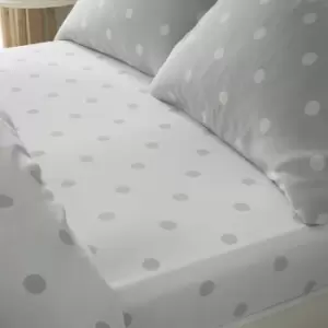 Image of Catherine Lansfield Brushed Spot 12" Deep Fitted Sheet, Grey, Double