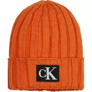 Image of Calvin Klein Jeans Monogram Rib Beanie - Orange