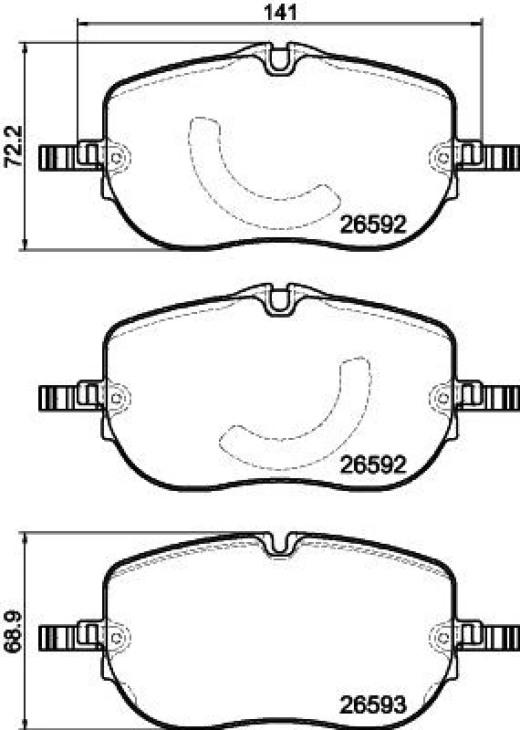 Image of HELLA Brake pad set HELLA 8DB 355 044-261