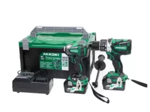 Image of HiKOKI KC18DPLJAZ 18V BL Combi Drill Impact Driver Twin Pack