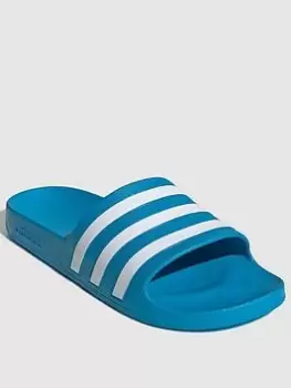 Image of adidas Sportswear Mens Adilette Aqua Slides - Blue, Light Blue/White, Size 9, Men