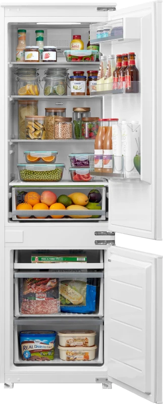 Image of Midea MDRE353FGE01D 178cm 70/30 Integrated Frost Free Fridge Freezer with Sliding Door Hinge - White - E Rated