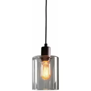 image of Loops - Ceiling Pendant Light Matt Black & Clear Glass 10W LED E27 Dimmable