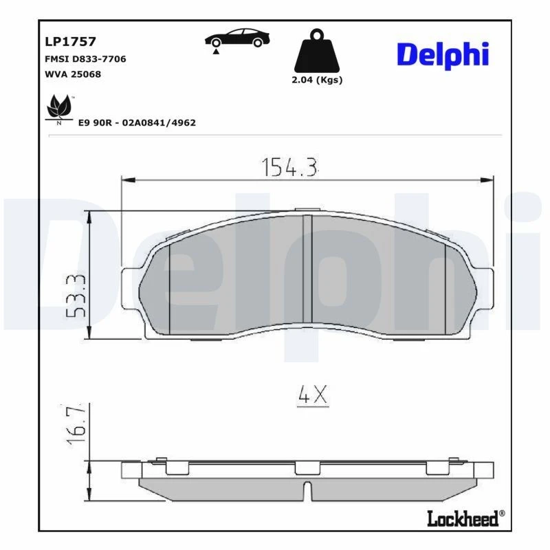 Image of DELPHI Brake pad set DELPHI LP1757