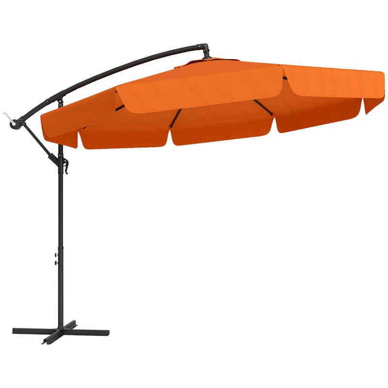 Image of OUTSUNNY 2.7m Garden Cantilever Banana Parasol Sun Shade with Crank in Orange Orange Unisex