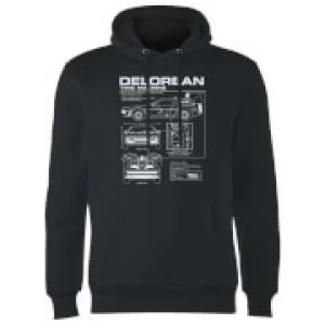 image of Back To The Future DeLorean Schematic Hoodie - Black