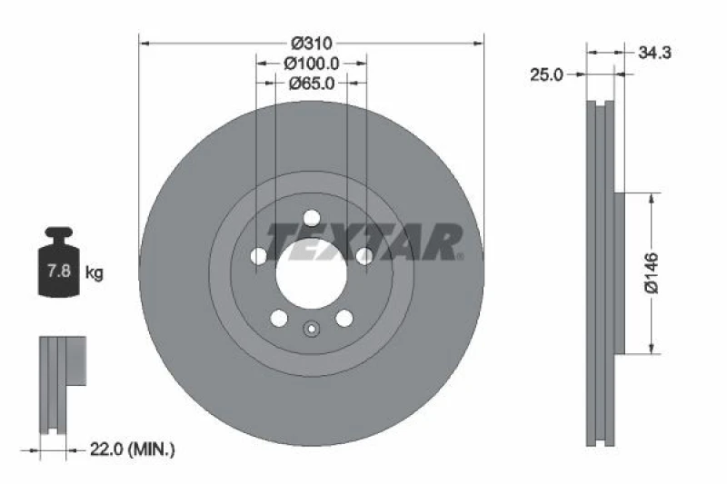 Image of Brake disc TEXTAR 92275905