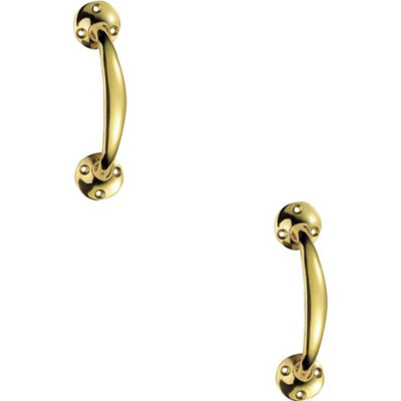 Image of Loops 2x Victorian Bow Shaped Pull Handle 152mm Length 32mm Proj Polished Brass Metallics unisex