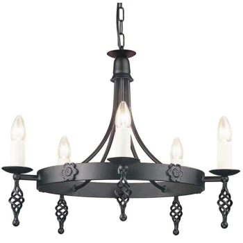 Image of Belfry - 5 Light Chandelier Black Finish, E14 - Elstead