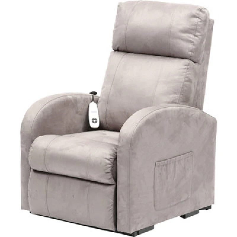 Image of Loops Single Motor Rise and Recline Lounge Chair Dove Grey Coloured Suedette Material Grey