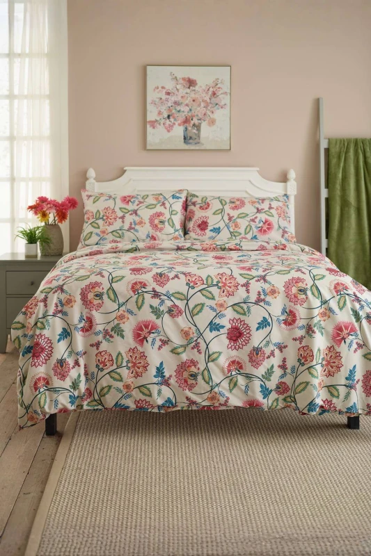 Image of Deyongs Vintage Jacobean Printed Polycotton Duvet Set Size: Double Multicolor Unisex Double