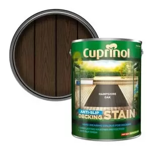 image of Cuprinol Anti Slip Hampshire Oak Decking Wood Stain, 5L