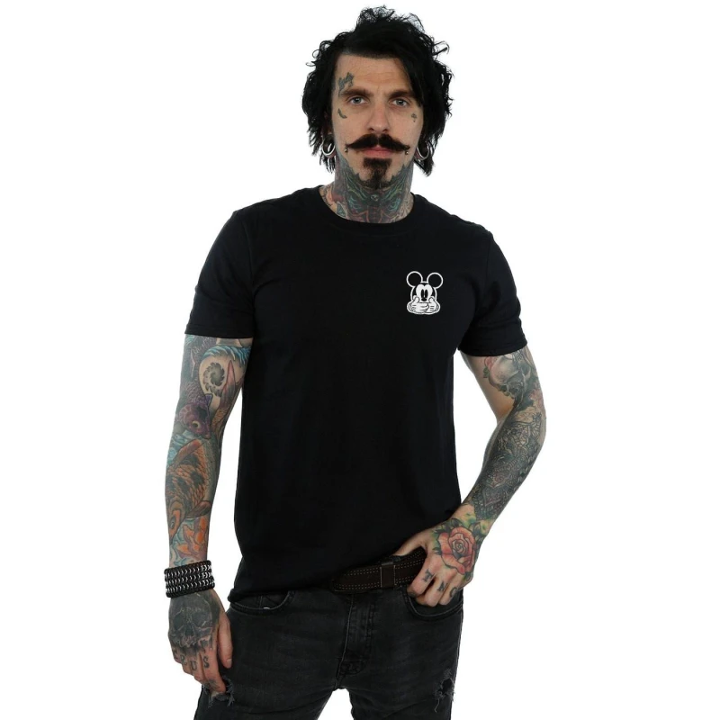Image of Disney Men Mickey Mouse Dont Speak Breast Print T-Shirt in Black Size: Small Black S Male 5057981547760