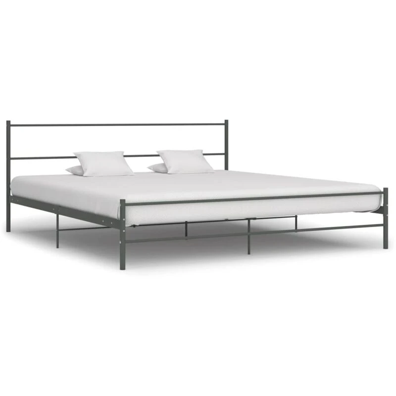 Image of MINKUROW 284687 Bed Frame without Mattress Grey Metal 200x200cm vidaXL YX284687
