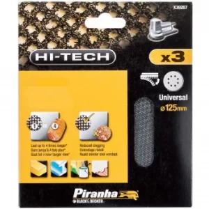 image of Black and Decker Piranha Hi Tech Quick Fit Mesh ROS Sanding Sheets 125mm 125mm 240g Pack of 3