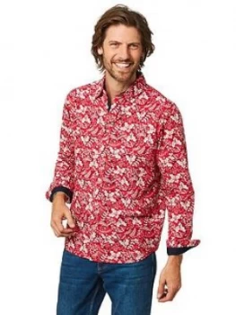 Joe Browns Holly Leaf Shirt - Red , Red, Size XL, Men