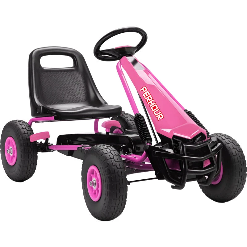 Image of AIYAPLAY Kids Pedal Go Kart with Adjustable Seat, EVA Tyres in Pink Pink Unisex