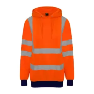 image of Pro RTX High Visibility Unisex Adults Reflective Hoodie (M) (Orange/Navy)