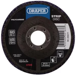 image of Draper 37608 Polycarbide Strip Disc 115mm 22.23mm 180 Grit Purple