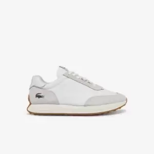 Image of Lacoste Womens L-Spin Textile Gold Accent Trainers Size 4 UK White