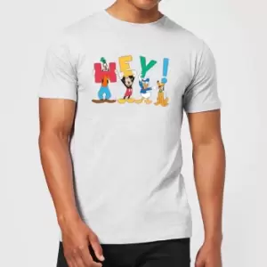 image of Disney Mickey Mouse Hey! Mens T-Shirt - Grey - 5XL