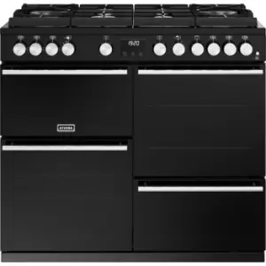 image of Stoves Precision Deluxe ST DX PREC D1000DF GTG BK 100cm Dual Fuel Range Cooker - Black - A Rated