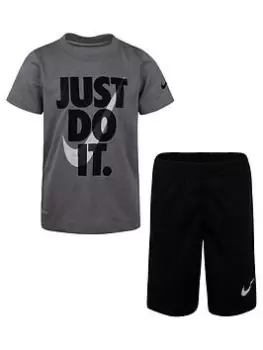 Image of Nike Younger Boys Just Do It Short Set, Black, Size 5-6 Years