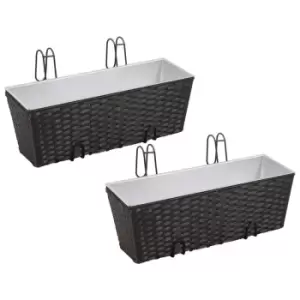 image of VidaXL Balcony Trapezoid Rattan Planter Set 50cm 2 pcs Black