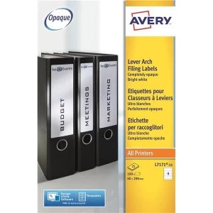 Image of Avery L7171 25 200 x 60mm Lever Arch Filing Labels Pack of 400 Labels