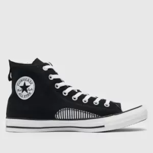 Converse Black & White All Star Hickory Stripe Hi Trainers