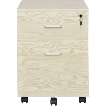 image of 2-Drawer Locking Office Filing Cabinet 5 Wheels Rolling Storage Oak - Vinsetto