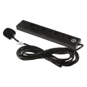Image of Extension Lead 2 Metres Surge Protected 13 Amp 4 Socket Individually Switched Black