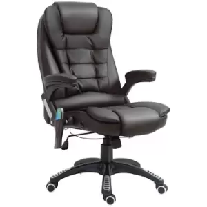 Image of HOMCOM High Back Pu Leather Massage Office Chair With Tilt and Reclining Function Executive Office Chair With Massage and Heat - Brown