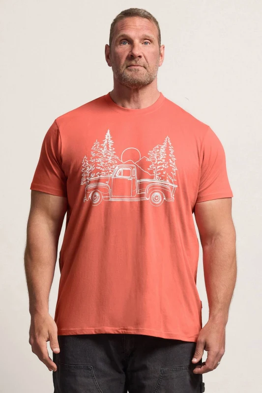 Image of BadRhino BadRhino Men Truck Graphic T-Shirt in Coral Size: 7-8X-Large Coral 7-8XL Male 5063853623951