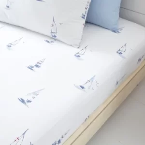 Image of Bianca Fine Linens Sailing Boats 100% Cotton Fitted Sheet