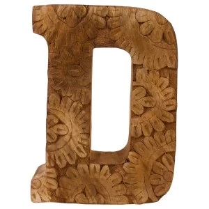 Image of Letter D Hand Carved Wooden Flower