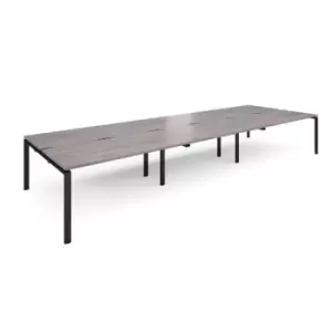 Adapt triple back to back desks 4800mm x 1600mm - Black frame and grey oak top