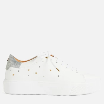 Image of Ted Baker Womens Starriy Leather Flatform Trainers - White - UK 6