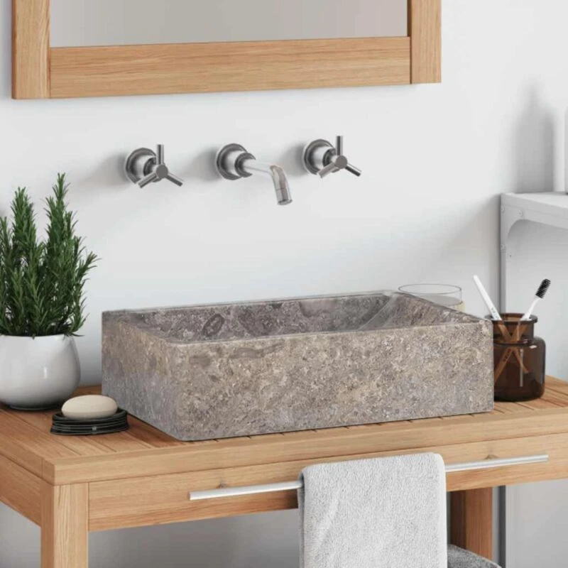 Image of VIDAXL Sink 45x30x12cm Marble High Gloss Grey Vidaxl 8720286300671