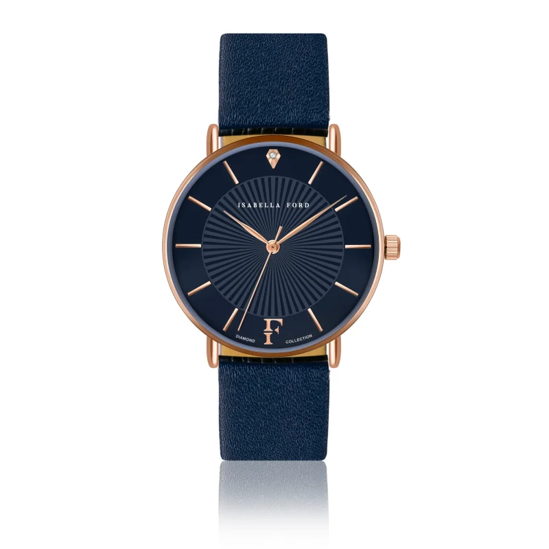Image of Isabella Ford Leather watch woman Isabella Ford Florence Bleu Female 36 mm