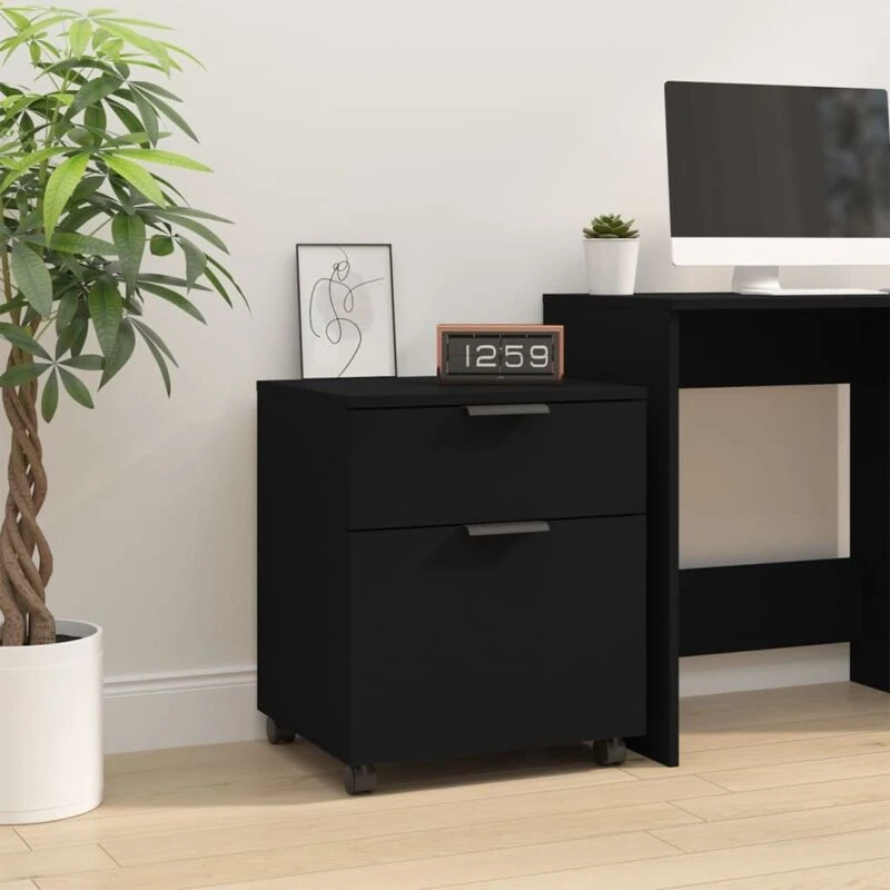 Image of VIDAXL Mobile File Cabinet with Wheels Black 45x38x54cm Engineered Wood Vidaxl 8720287079880