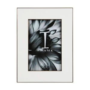 image of 4" x 6" - iFrame Die Cast White Photo Frame - Gold Border